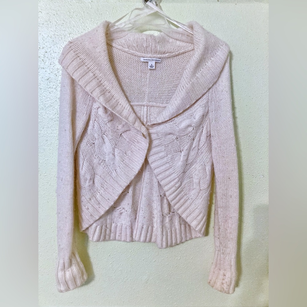 Banana Republic Wool Angora and Cashmere Cozy Cream Knit Sweater